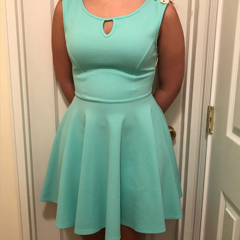 Mint Green Party Dress with Lace Back